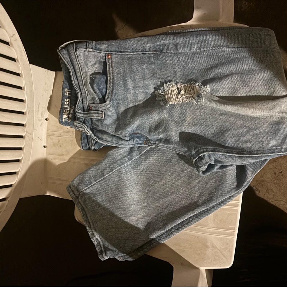 Women's Light Blue Distressed Jeans